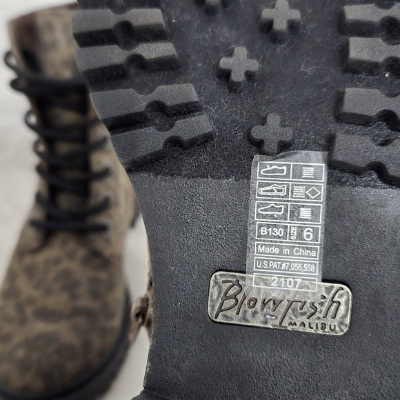 Blowfish Malibu Reilly Combat Boots Sz 6 Brown Leopard Print Lace Up Streetwear - Picture 8 of 9